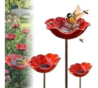 HLHLH Handmade Metal Flower Garden Stakes Bird Bath, Butterfly Pollination Insect Watering Station Features a Pole for use in Courtyards, Lawns, Terraces and Landscaping