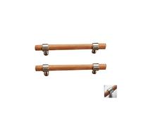 HLHLH Solid Wood Door Handle， 2X Wooden Cabinet Handles Beech Bow Drawer Pull Natural Knob Hardware(Brushed Silver,160mm)