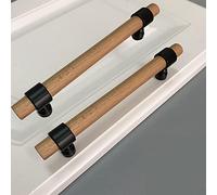 HLHLH Solid Wood Door Handle， 2X Wooden Cabinet Handles Beech Bow Drawer Pull Natural Knob Hardware(Black,128mm)