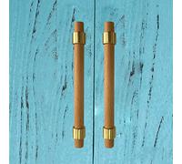 HLHLH Solid Wood Door Handle， 2X Wooden Cabinet Handles Beech Bow Drawer Pull Natural Knob Hardware(Gold,192mm)