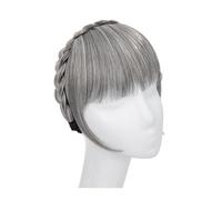 HLHLOP777 Bangs Hair Extensions Synthetic Straight Classic Bangs (Medium Gray, 6.2 inches)
