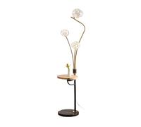 HLHLOP777 Floor Lamp Floor Lamp with Table Attached, Living Room Lamps with Solid Wood Tray and USB Charging Ports, Tall Light for Bedroom Office Standing Corner Lamps(Beige)