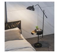 HLHLOP777 Floor Lamp Round Smart led Modern Wood nightstand with lamp Wireless Charging Station Standing Corner Lamps(Black)
