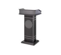 HLHLOP777 Teacher Lectern Stainless Steel Launch Podium Master Ceremonies Emceeing Platform Hotel Reception Desk Portable Pulpit(Black)