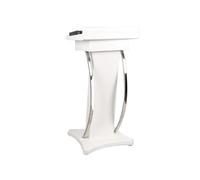 HLHLOP777 Teacher Lectern Wooden Lectern Modern Conference Room Classroom Podium Reception Desk Host's Portable Pulpit(White)