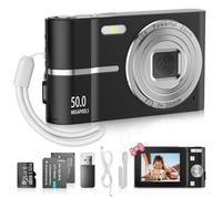 Hlieeosfcn Digital Cam-era,1080P FHD 50MP Kids Digital Cam-era with 32G TF Card, Auto Focus Point timed shooting feature Compact Cam-era with 16X Digital Zoom Cam-era(Black)