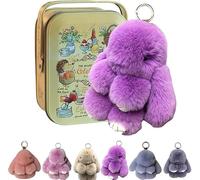 Hliloy Bunnylulu Keychain With Exquisite Box,Bunny Lulu Keychain,Cute Bunny Keychain for Women, Handmade Soft Bunny Pompom Charms,Bunny Keychain Plush