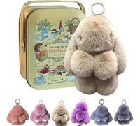 Hliloy Bunnylulu Keychain With Exquisite Box,Bunny Lulu Keychain,Cute Bunny Keychain for Women, Handmade Soft Bunny Pompom Charms,Bunny Keychain Plush