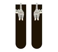 Hliloy Cute Cat Socks with Balls,Cat Balls Socks,Cute Cat Socks with Fuzzy Balls, Cotton Novelty Funny Animal Fun Crew Socks for Women (UK, Alpha, One Size, Regular, Regular, Black)