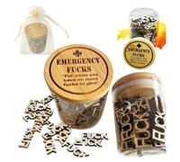 Hliloy Emergency Fuck jar- Funny Give a Fuck jar, Jar of Fucks Gift Jar, Fucks to Give,Fuck Wooden Cutout Letter Piece Bad Mood Vent Spoof Birthday Day, to Friend,Women Man
