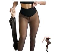 Hliloy New Compression Band & One Seam Option, The Magic Fleece Lined Leggings, Plus-Size Warm Bare-Leg Tights,Shaping Fleece Leggings (UK, Alpha, L, XL, Regular, Regular, Tan)