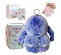 Hliloy Pomlulu Bunny, Bunny Lulu Keychain with Tin,Fluffy Lulu Bunny Keychain,Handmade Soft bunny keychain Pompom Charms,Easter & Christmas Gifts with Gift Bag (D)