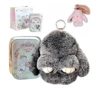 Hliloy Pomlulu Bunny, Bunny Lulu Keychain with Tin,Fluffy Lulu Bunny Keychain,Handmade Soft bunny keychain Pompom Charms,Easter & Christmas Gifts with Gift Bag (B)