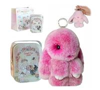Hliloy Pomlulu Bunny, Bunny Lulu Keychain with Tin,Fluffy Lulu Bunny Keychain,Handmade Soft bunny keychain Pompom Charms,Easter & Christmas Gifts with Gift Bag (G)