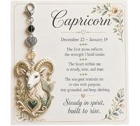 Hliloy Zodiac Birthstone Charm Keychain with Inspirational Keepsake Card | 12 Zodiac Birthstone Charm Keepsake Card, Astrology Birthday Gift for Her,12 Constellation Natural Stone Beaded