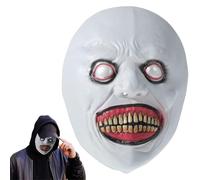 Hlimior Halloween Terror Latex Mask, Scary Zombie Mask for Halloween Costume Party Carnival Cosplay Accessories, White Eyes and Grin, Scary Smile Realistic and Breathable