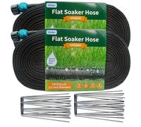 Hlinker 2025 Flat Soaker Hose 150 ft (75ft 2Packs) with Stake for Garden, Linkable Drip Hose DIY Automates Garden Irrigation System Saving 89% Water, Dual-Layer Leak-Free Design Water Hose with Holes