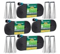 Hlinker 2025 Flat Soaker Hose 200 ft (50ft 4Packs) with Stake for Garden, Linkable Drip Hose Diy Automates Garden Irrigation System Saving 90% Water, Dual-layer Leak-free Design Water Hose with Holes