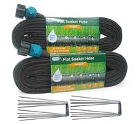 Hlinker 2025 Flat Soaker Hose 50 ft (25ft 2Packs) with Stake for Garden, Linkable Drip Hose DIY Automates Garden Irrigation System Saving 87% Water, Dual-Layer Leak-Free Design Water Hose with Holes