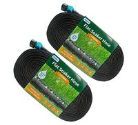 Hlinker Flat Soaker Hose 75 150 FT for Garden Beds, 150FT 1/2" Linkable Consistent Drip Irrigation Hose Save 80% Water, Leakproof Heavy Duty Double Layer Sprinkler Hose