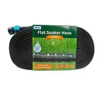Hlinker Flat Soaker Hose 75 FT for Garden Beds, 75Ft 1/2" Linkable Consistent Drip Irrigation Hose Save 80% Water, Leakproof Heavy Duty Double Layer Sprinkler Hose
