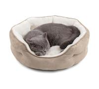 HLISHUAPI Luxury Round Pet Bed for Small Dogs & Cats, Winter Warm & Machine Washable Faux Lambswool Dog Bed, Calming Donut Cuddler Nap Mat with Non-Slip Bottom for Indoor Use