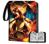 Hlisippa 4 Pocket Card Binder, Holds 50 Pages 400 Pockets, PU Trading Card Binder, Card Folder with Zipper Wrist Strap, Large Capacity Collection Binder