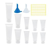 HLIWS 10 Pcs Plastic Soft Tubes Bottle,for travel, camping | PP,15ml+20ml+30ml+50ml,flip-top design,leak-proof,transparent,suitable for shampoo, facial cleanser and shower gel