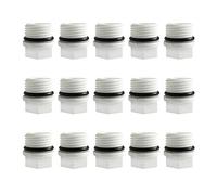 HLIWS 15 Pcs G1/2 BSP Threaded Blanking Cap,Drain Cap Seal,Appliance Trap Blanking Cap with Gasket,for Water Pipe,Washing Machine,etc(External Threads)