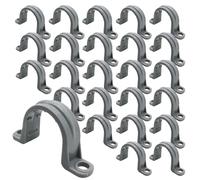 HLIWS 25 Pcs 2 Holes Plastic Conduit Strap, PVC Pipe Straps, Hinged Pipe Clips, Plastic U Shape Tube Strap, for PVC Pipes, Conduit and Cables (1/2")