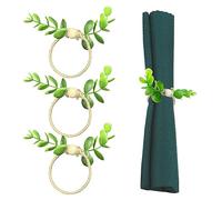 HLIWS 4 Pieces Eucalyptus Leaf Napkin Rings,Handmade eucalyptus leaves Napkin Rings,for Family Gathering,Wedding,Daily Use,Table Setting Decor