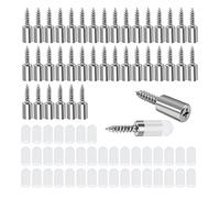 HLIWS 40 Pcs Metal Shelf Pins,Cabinet Shelf Pegs,Self-tapping Screw Design,for Cabinet Furniture Kitchen Wardrobe Shelves(with clear silicone protector)