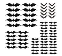 HLIWS 60 Pcs Halloween Decorations - Bats Wall Decor Sticker, PVC Bat Stickers, 4 Different Sizes, Halloween Scary Bats, for Home Window, Party, Room Decor (with Double Sided Foam Tape)
