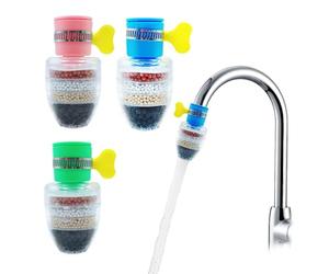 HLIWS Multi-layer Fine Faucet Filter-4 PCS Mini Water Filter Tap,Anti-Spill Water Saving Water Filter,for Kitchen Home Bathroom(2 blue,1 pink,1 green)