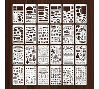HLIWS Painting Templates-24 Pcs Reusable Painting Template Stencils,Scrapbooking Stencils,for journaling,Scrapbooking,Card Making,DIY Art Creations