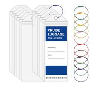 HLIWS Plastic Luggage Label Holder for suitcases,Cruise Luggage Tag Holder,12 pcs,5.8 * 15.8cm,Comes with 12 Colored Label Rings,for Ships Travel