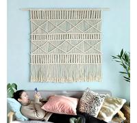 Hlixzoy ,C,1.3 * 1.3m,Handmade Macrame Wall Hanging Tapestry - Original Hand-Woven Pure Cotton, Simple Modern Ins-Style Wall Decor for Living Room & Bedroom Accent Walls