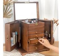Hlixzoy Wooden Jewelry Storage Box - Large Capacity, Multi-Layer Vintage Organizer, Perfect for Storing Necklaces, Rings, And Other Jewelry