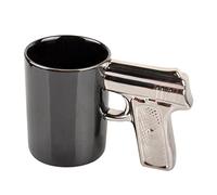HLJgift Novelty Ceramic Coffee Mugs Gun Mugs Pistol Cup for amazing gift Black&Silver