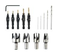 HLJMRD 15Pcs Countersink Drill Bit Set, Wood Plug Cutter Set, Titanium Coated Hex Drill Bit Set Change Drill Bits for Woodworking, Plastic and Soft Metal Drilling