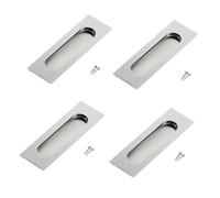 HLJMRD 4 Pack Brushed Stainless Steel Flush Door Handles, Recessed Finger Pulls, Recessed Sliding Door Handles for Pocket Doors, Flush Pull Handle for Cabinets and Drawers(120mm Length)