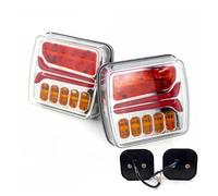 HLJNLVBN Rear Tail Light 2Piece 4 Inch Square Rear LED Flowing Turn Signal Tail Light Blinker Brake Licesen Plate Driving Lamp 12V 24V Truck Trailer RV