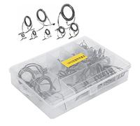 HLKSOUREZ 75Pcs Sea Fishing Rod Guide Set Tip Repair Kit, Fishing Rod Parts Accessories, High Carbon Steel with Ceramic Rings, Durable Pole Eye Guide Set for Saltwater Freshwater Fishing