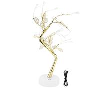 HLKSOUREZ Artificial Leaf Bonsai LED Copper Wire Lamp, Night Light with 72LEDs, USB Battery Powered Touch Switch Light for Home Decoration, Warm White Light Tree Shape Lamp for Party Wedding