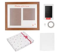 HLKSOUREZ Baby Handprint Footprint Maker Kit, Newborn Imprint Set with Black Ink, Photo Frame and Printing Paper, Complete Keepsake Kit for Recording Baby's Growth Moments, for (Brown Photo Frame)