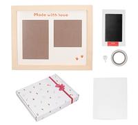 HLKSOUREZ Baby Handprint Footprint Maker Kit, Newborn Imprint Set with Black Ink, Photo Frame and Printing Paper, Complete Keepsake Kit for Recording Baby's Growth Moments, for (Wood Color Photo