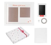 HLKSOUREZ Baby Handprint Footprint Maker Kit, Newborn Imprint Set with Black Ink, Photo Frame and Printing Paper, Complete Keepsake Kit for Recording Baby's Growth Moments, for (White Photo Frame)