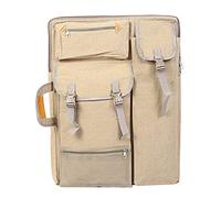 HLKSOUREZ Canva Multi Function Large Art Bag, Sketch Board Bag for Artists, Holds 4K Drawing Paper and Board, Adjustable Strap with Side Easel Pocket, Durable Canvas Art Supply Ca (Khaki)