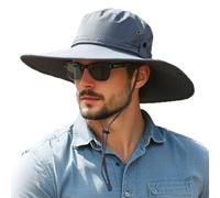HLLMAN Super Wide Brim Sun Hat UPF 50+ Protection Hats for Mens/Womens Large Buket hat for Fishing, Hiking, Gardening, U044 Gray Blue, XL