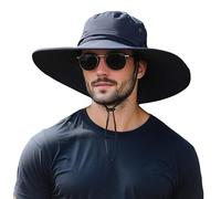 HLLMAN Super Wide Brim Sun Hat UPF 50+ Protection Hats for Mens/Womens Large Buket hat for Fishing, Hiking, Gardening, U044 Navy Blue, XL